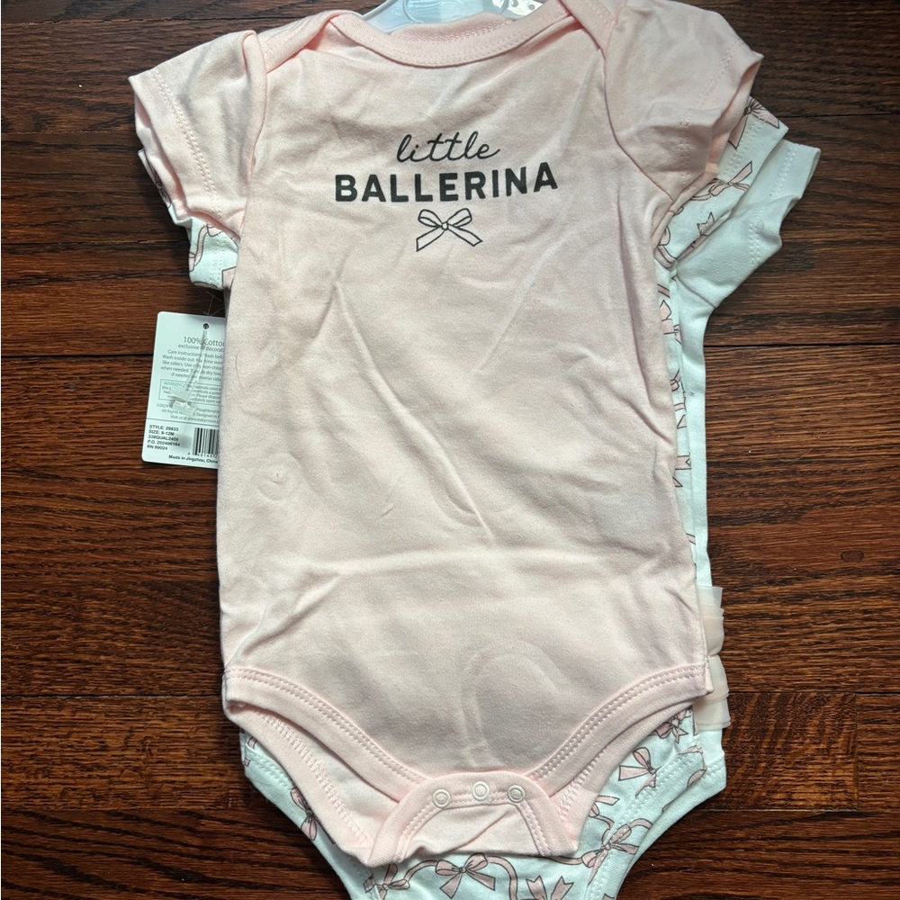 Little Ballerina Pink Hudson Baby Onesie Set
